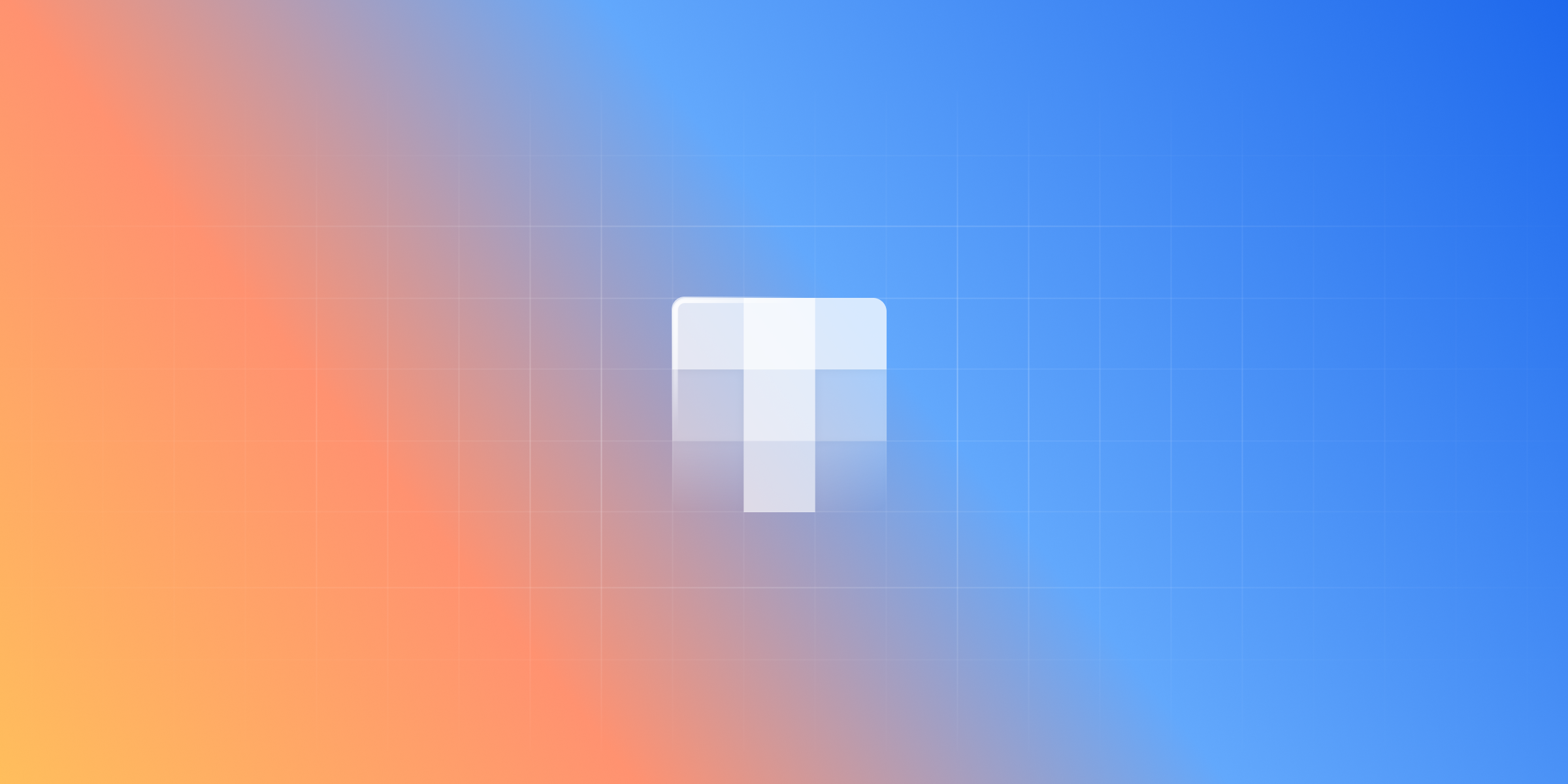 The Tiles mark, a grid of frosted tiles that fades out along the bottom row, on an orange to blue gradient